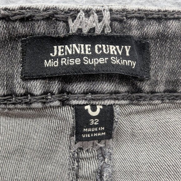 True Religion Jeans Womens 32 Gray Jennie Curvy Mid Rise Super Skinny Super T - Picture 15 of 16